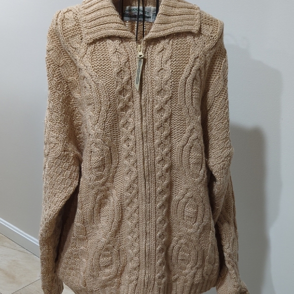Aran Crafts Sweaters - Aran Crafts Beige Cable Knit Cardigan